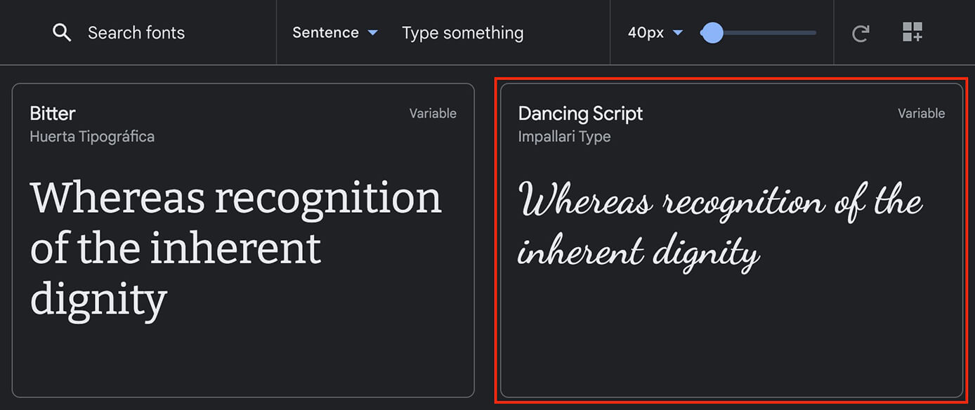 Google Fonts：Dancing Script