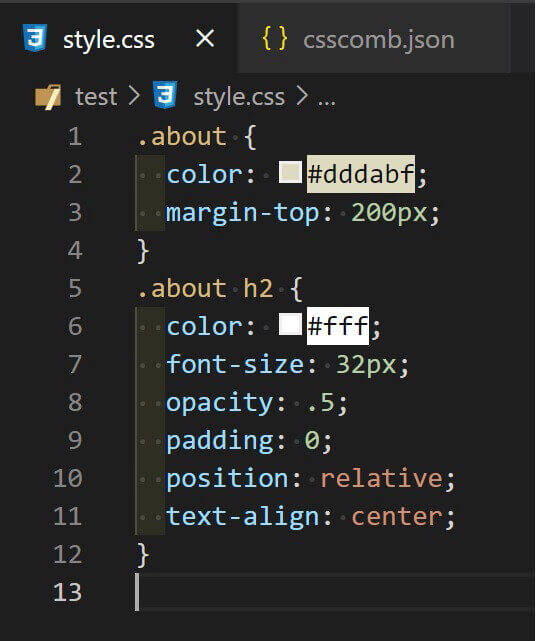 VSCode：CSSフォーマット後