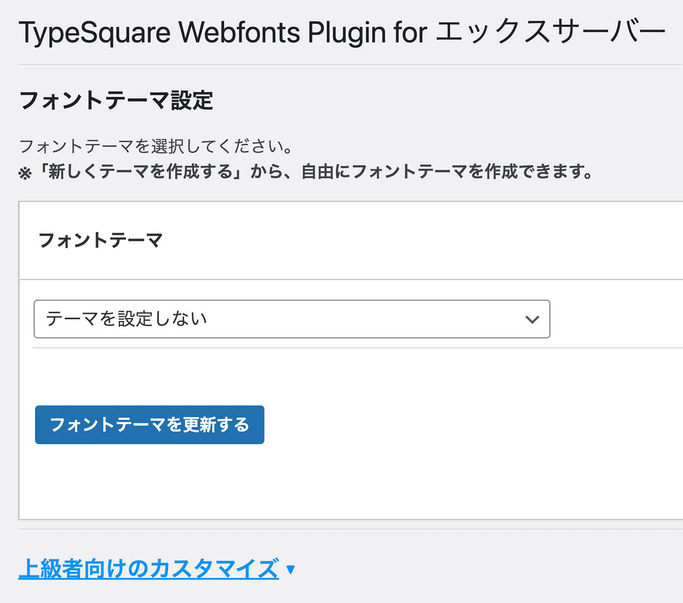 TypeSquare Webfonts for エックスサーバー：設定画面