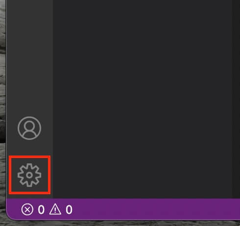 VSCode：歯車の設定アイコンをクリック