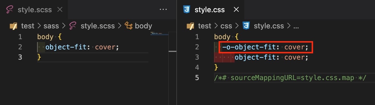 VSCode：ベンダープレフィックスの確認