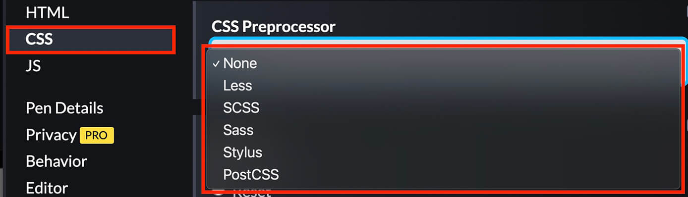 CodePen：CSS Preprocessor