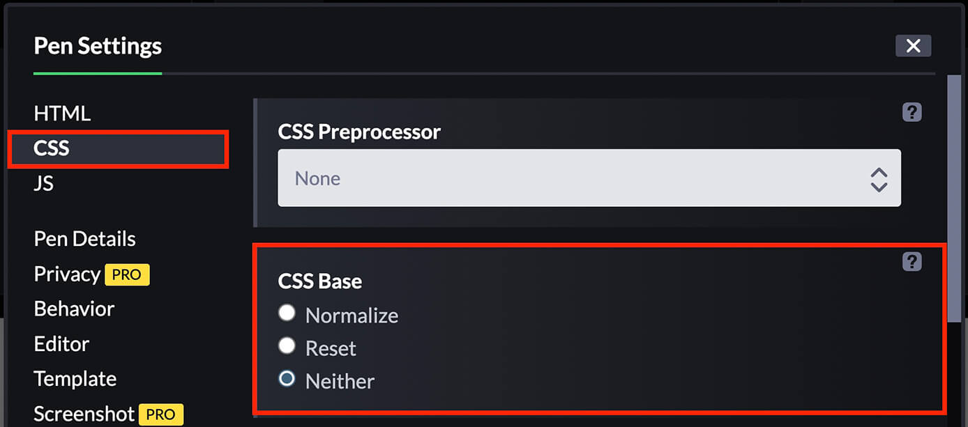 CodePen：CSS（CSS Base）