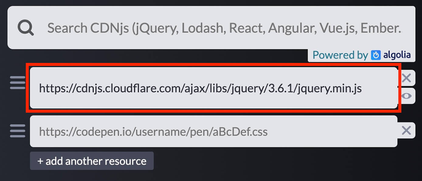 CodePen：JSでjQuery追加