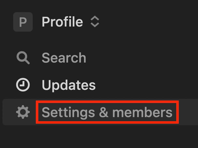 Notion：『Settings & members』をクリック