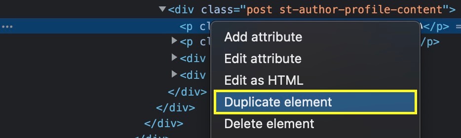 『Duplicate element』をクリック