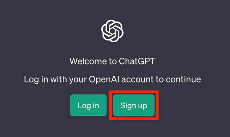 ChatGPT公式サイト：Sign upをクリック